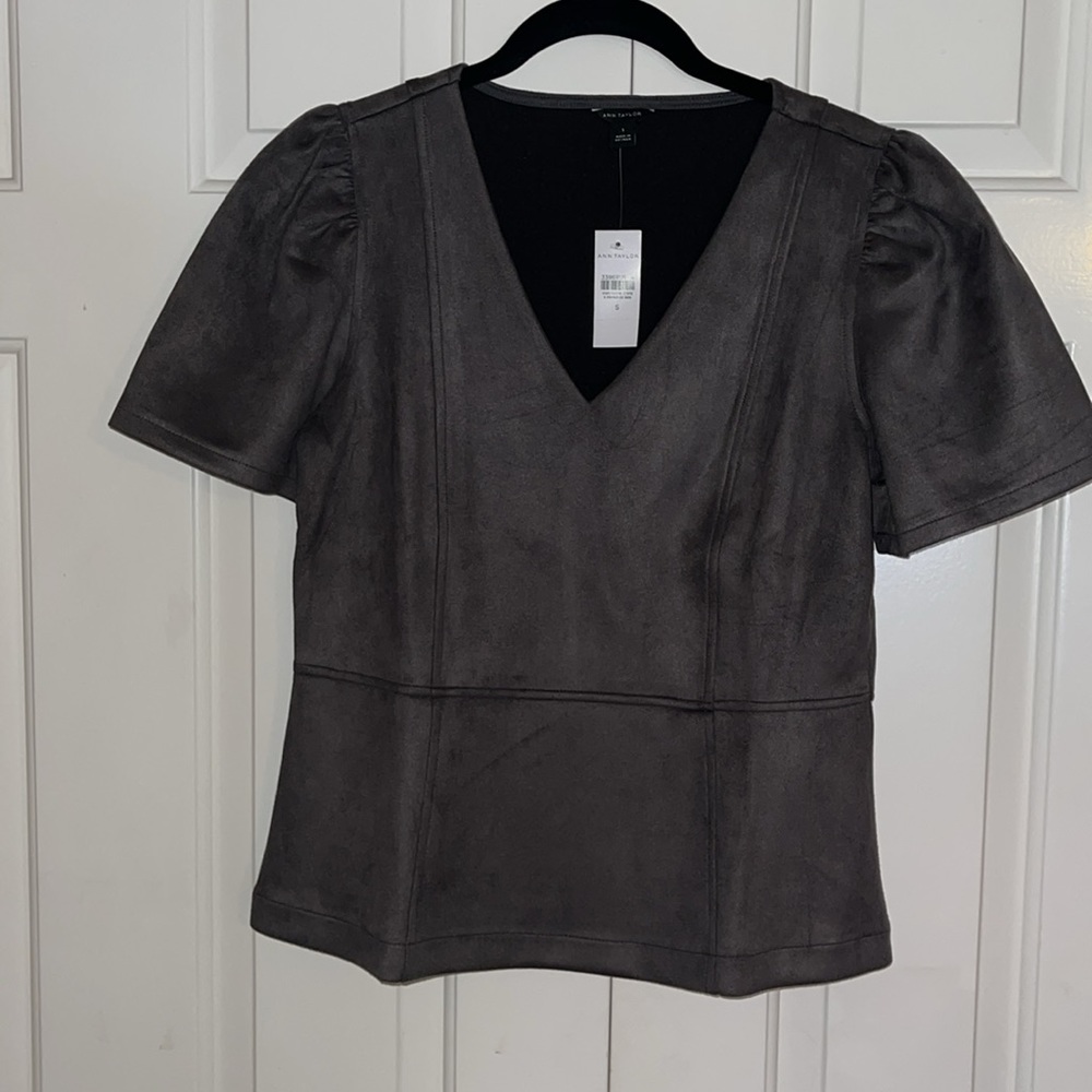 Ann Taylor faux suede shirt/blouse